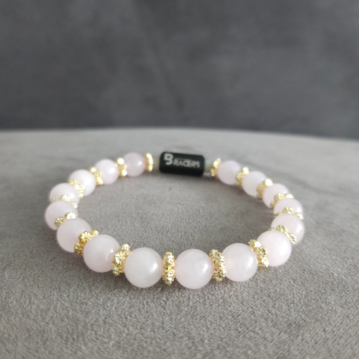 צמיד מאבני רוז קוורץ משולב זהב